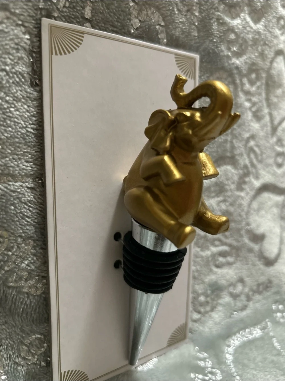 NWT Wild Eye Designs, Elephant Wine Stopper - Gold Accent